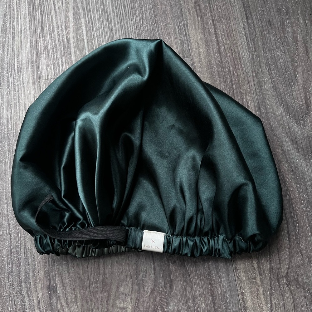 Adjustable Dark Green Satin Bonnet